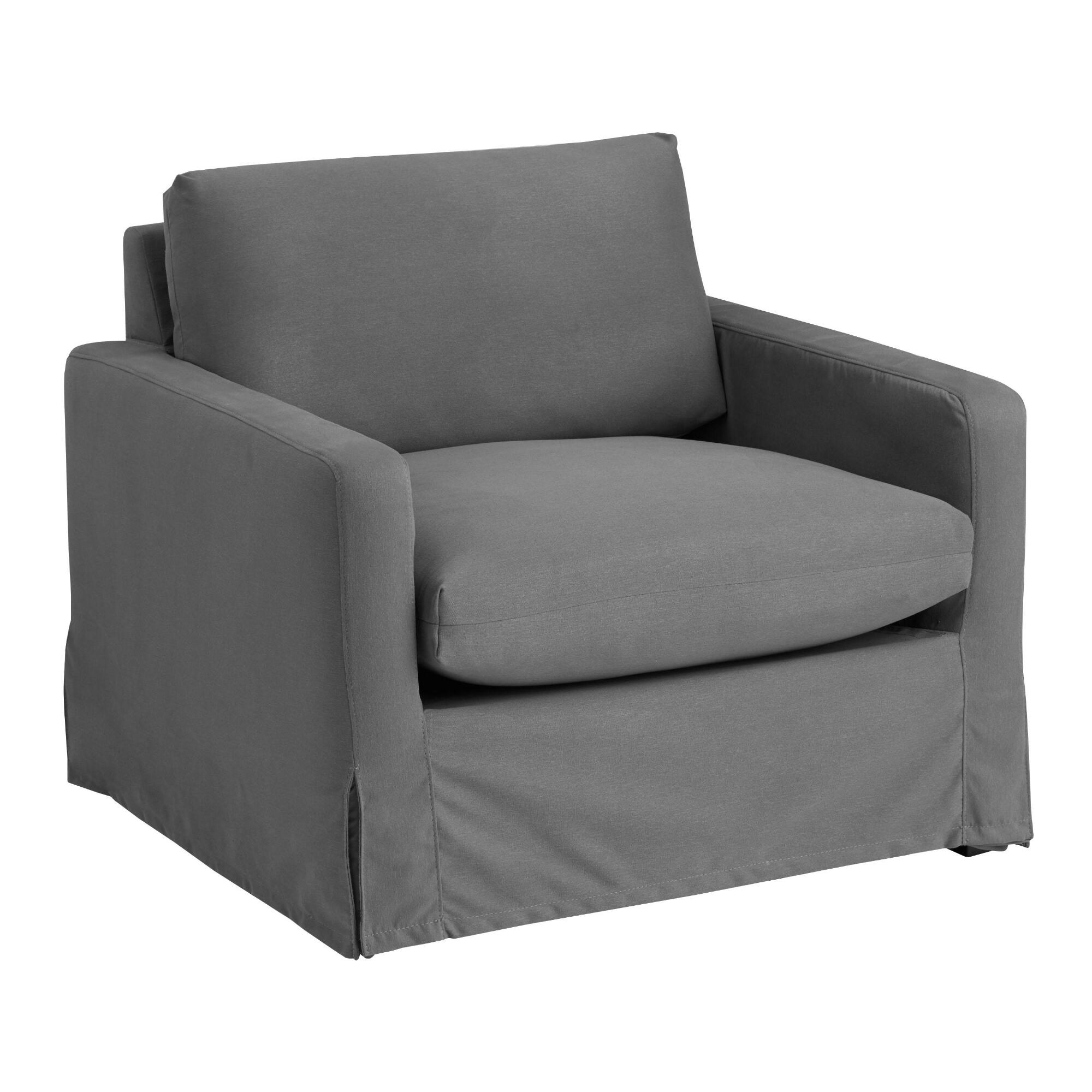 Chandler Slipcover Chair: Gray - Polyester by World Market