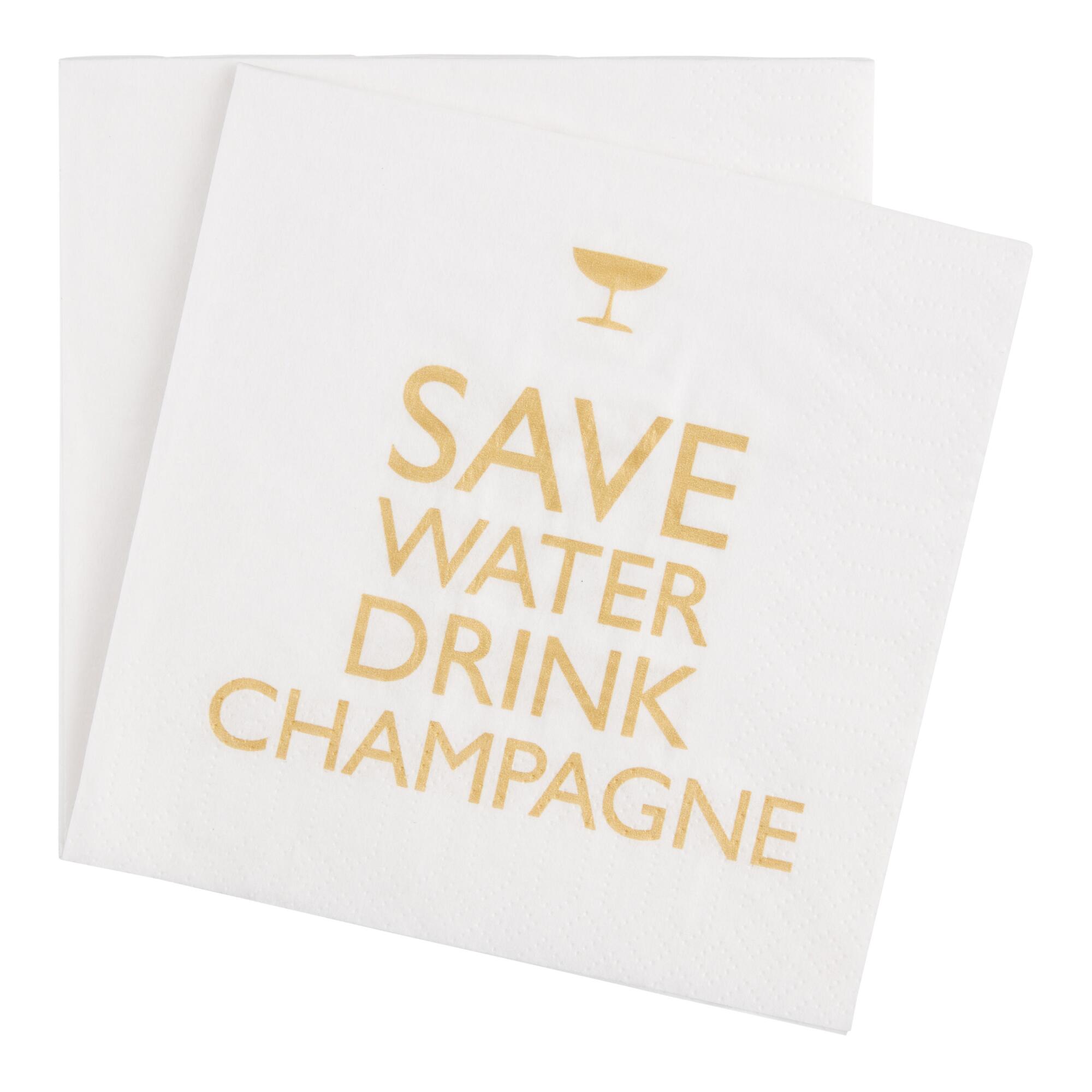 Save Water Drink Champagne Beverage Napkins 20 Count by World Market