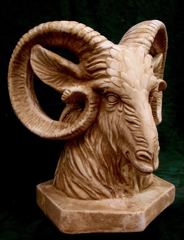 Vintage Antique Finished Ram Head With Horns Limited Edition