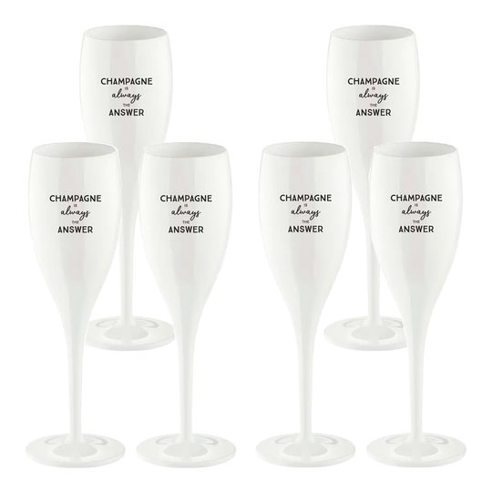 Koziol - Cheers Champagneglas med text 6-pack Champagne Is the Answer