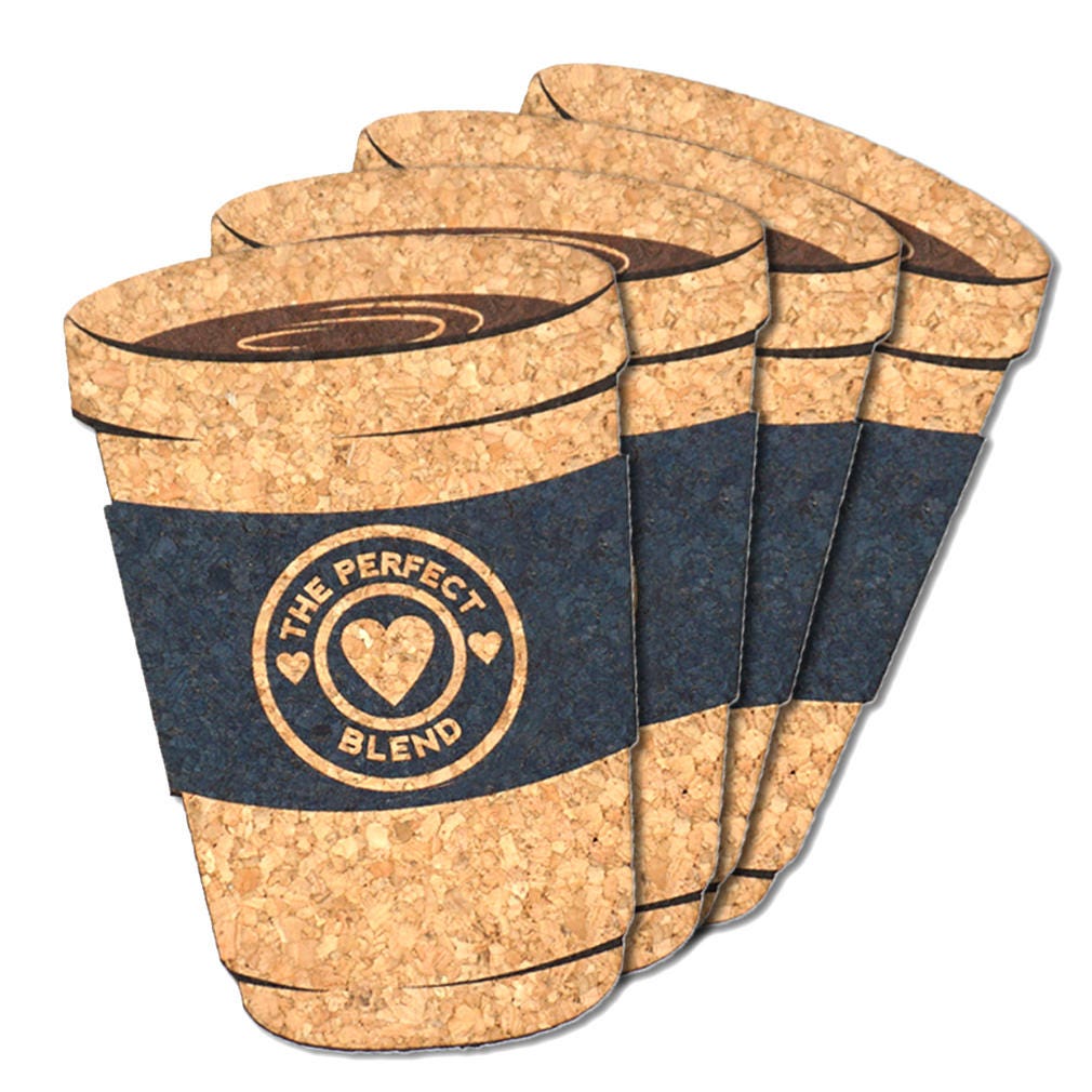 Wedding Favor Coasters, The Perfect Blend Coffee Cup Cork Coaster - Set Of 4"