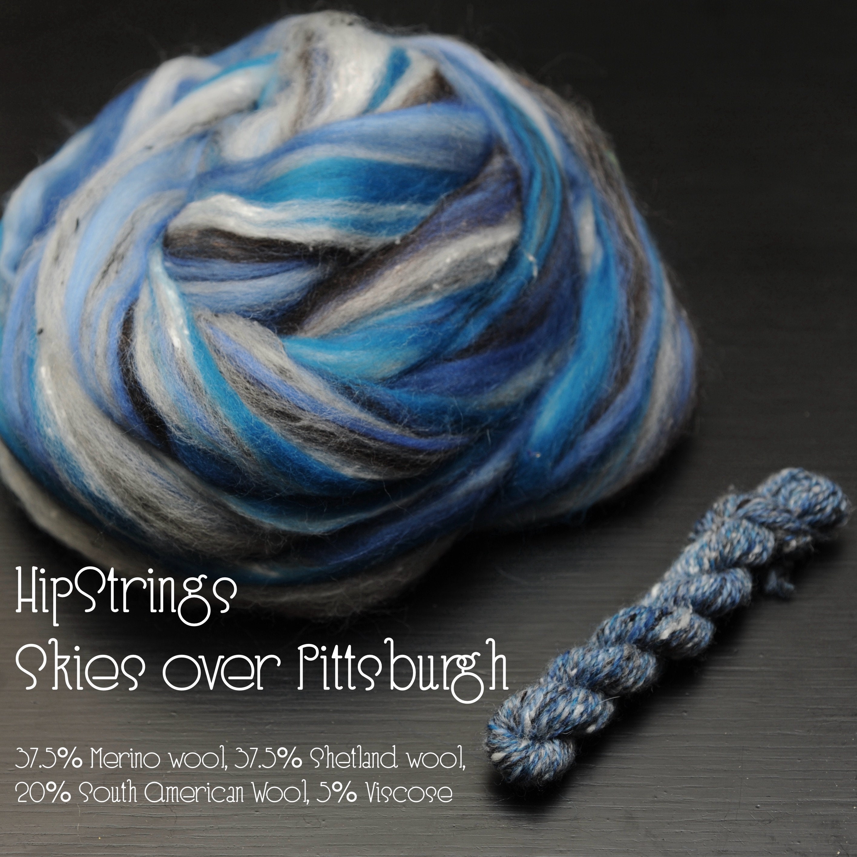 Skies Over Pittsburgh Signature Blend | Merino/Shetland/South American/Viscose Combed Wool Top - 4 Oz