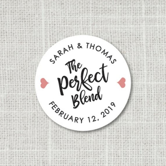 The Perfect Blend Stickers, Wedding Favor Coffee Favors Or Tea Favors, Stickers For