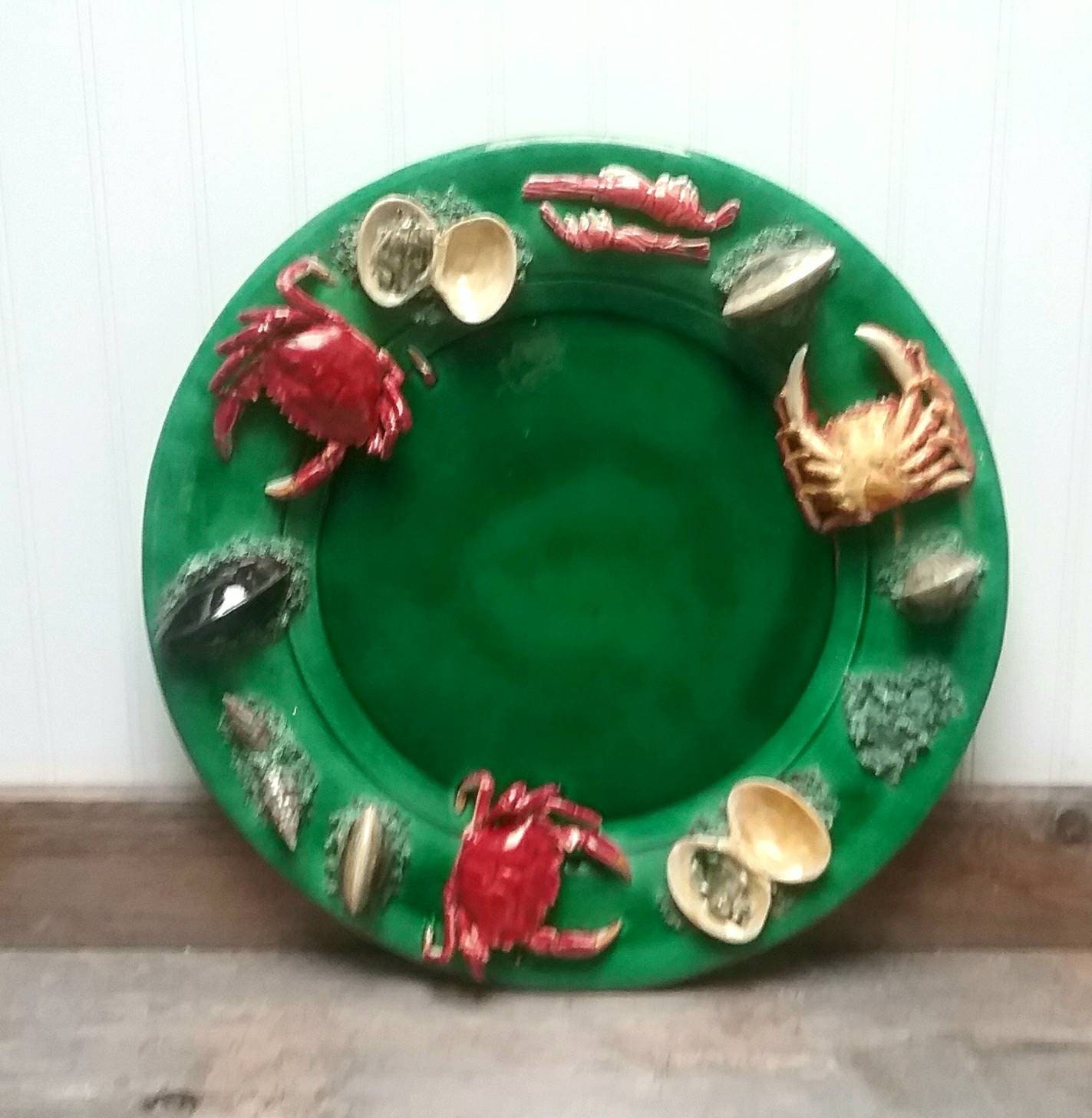 Palissy Seafood Platter Circa 1900S Made in Portugal By Bordallo Pienhero Beautiful Craftsmanship For A Rare Piece Of Ware