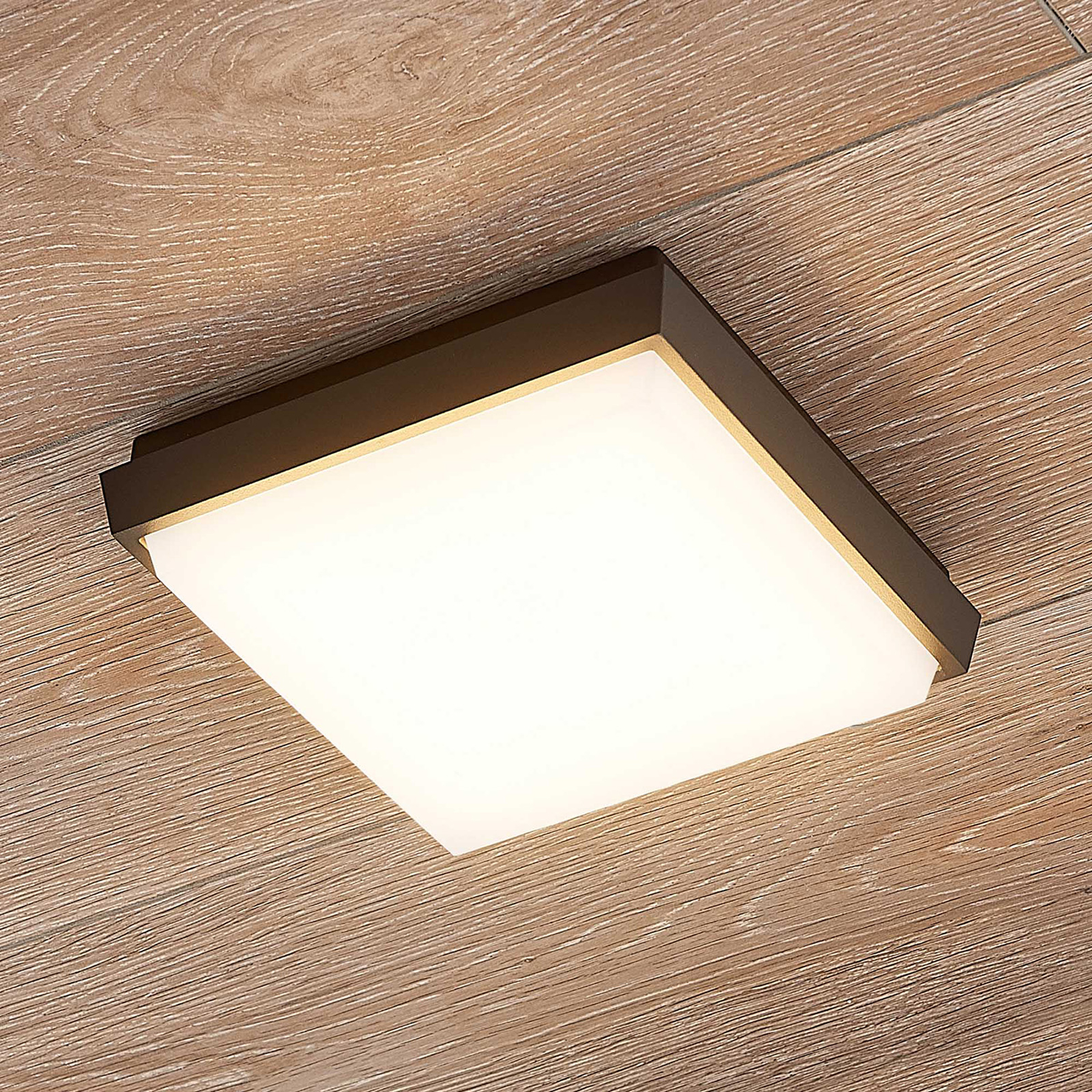 Lucande Amra -LED-ulkokattovalo, kulmikas 17,5 cm