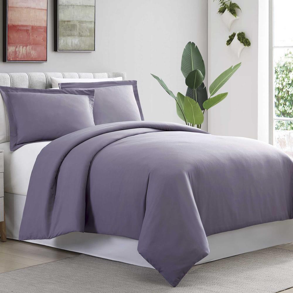 Amrapur Overseas Ultra-plush solid duvet set Purple Multi Reversible Queen Duvet (Blend with Polyester Fill) | 3D100MFE-PUR-QN