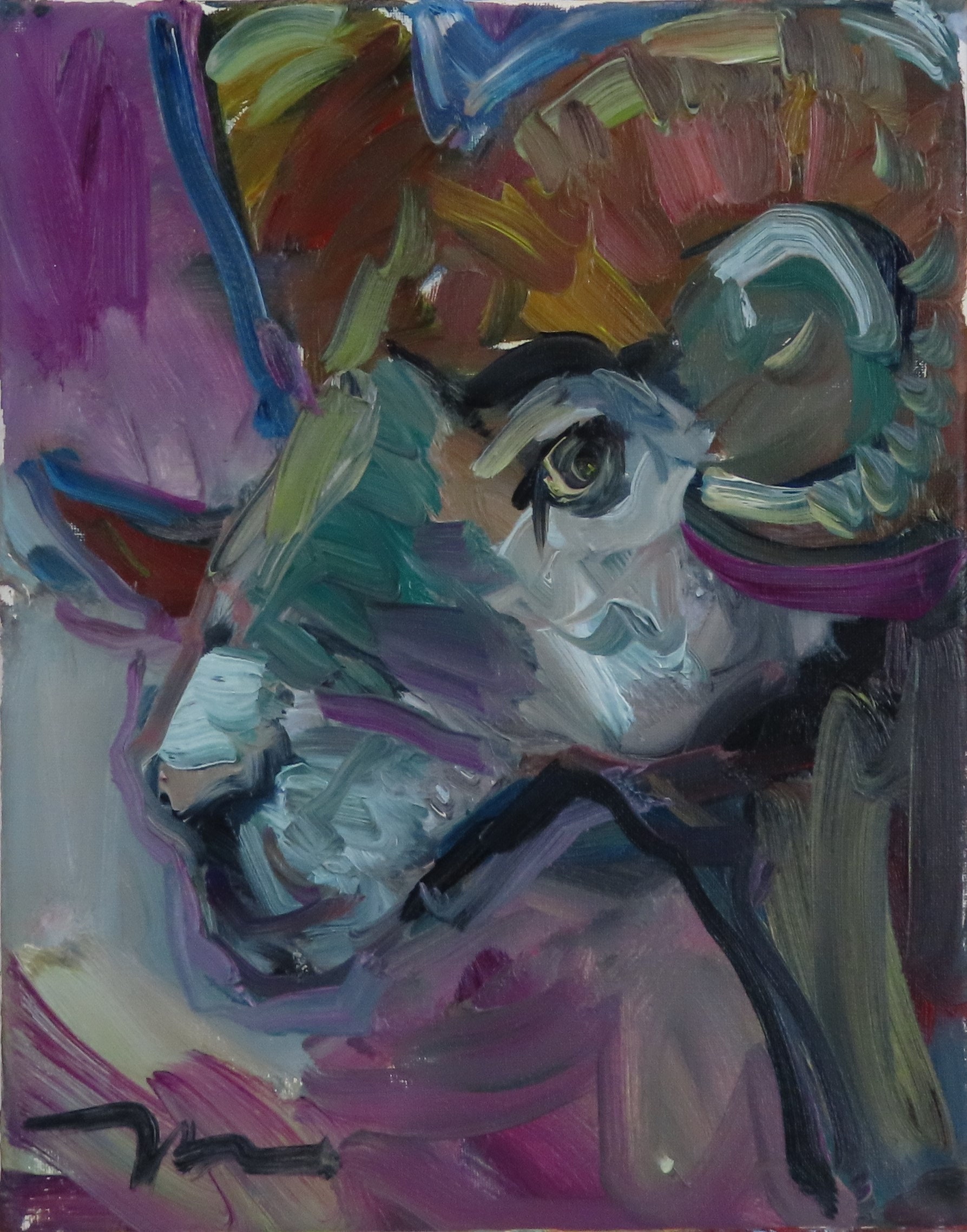 Jose Trujillo Original 11x14 Oil Painting Modern Impressionist Bighorn Sheep Ram