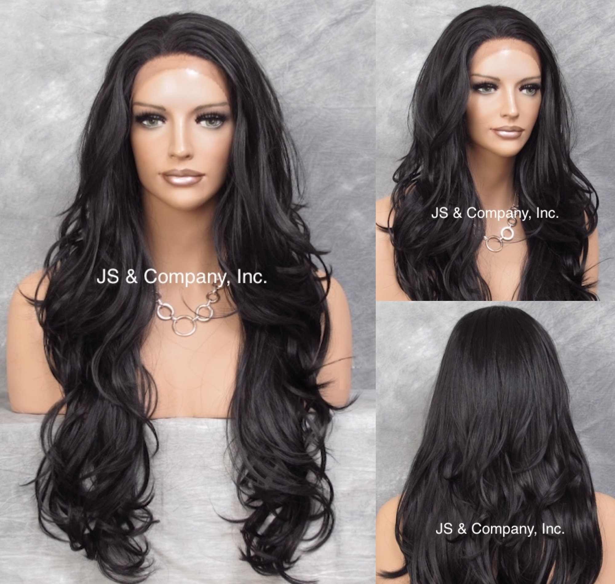 Beautiful Long Human Hair Blend Lace Front Wig Wavy Layered Black Heat Safe Cancer/Alopecia/Cosplay