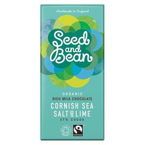 Seed & Bean mælke chokolade m. Cornish Sea Salt & Lime - 85 gr