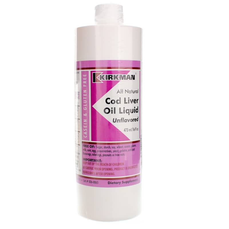 Kirkman Cod Liver Oil Liquid Unflavored 16 Oz