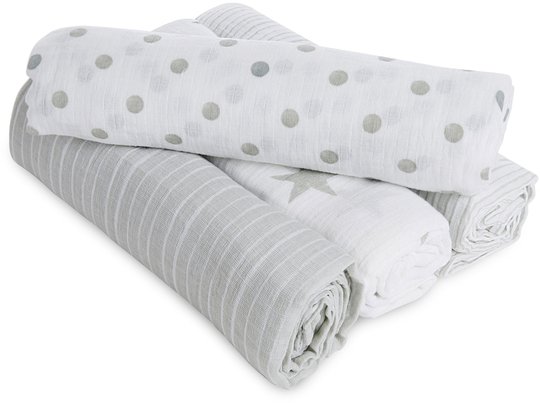 Aden by Aden + Anais Helseteppe Swaddle 4-pack, Grå