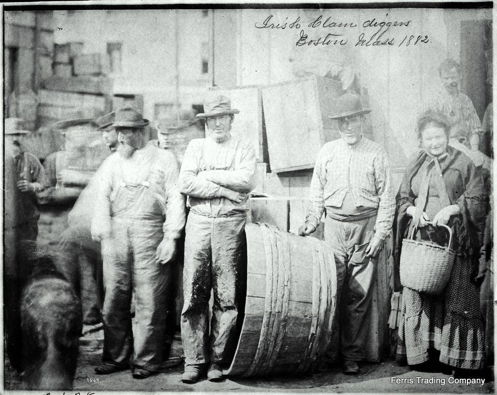 Irish Clam Diggers - 1882 Boston, Ma Photo Boston Massachusetts Seafood Clams Digging Fishermen Photograph History