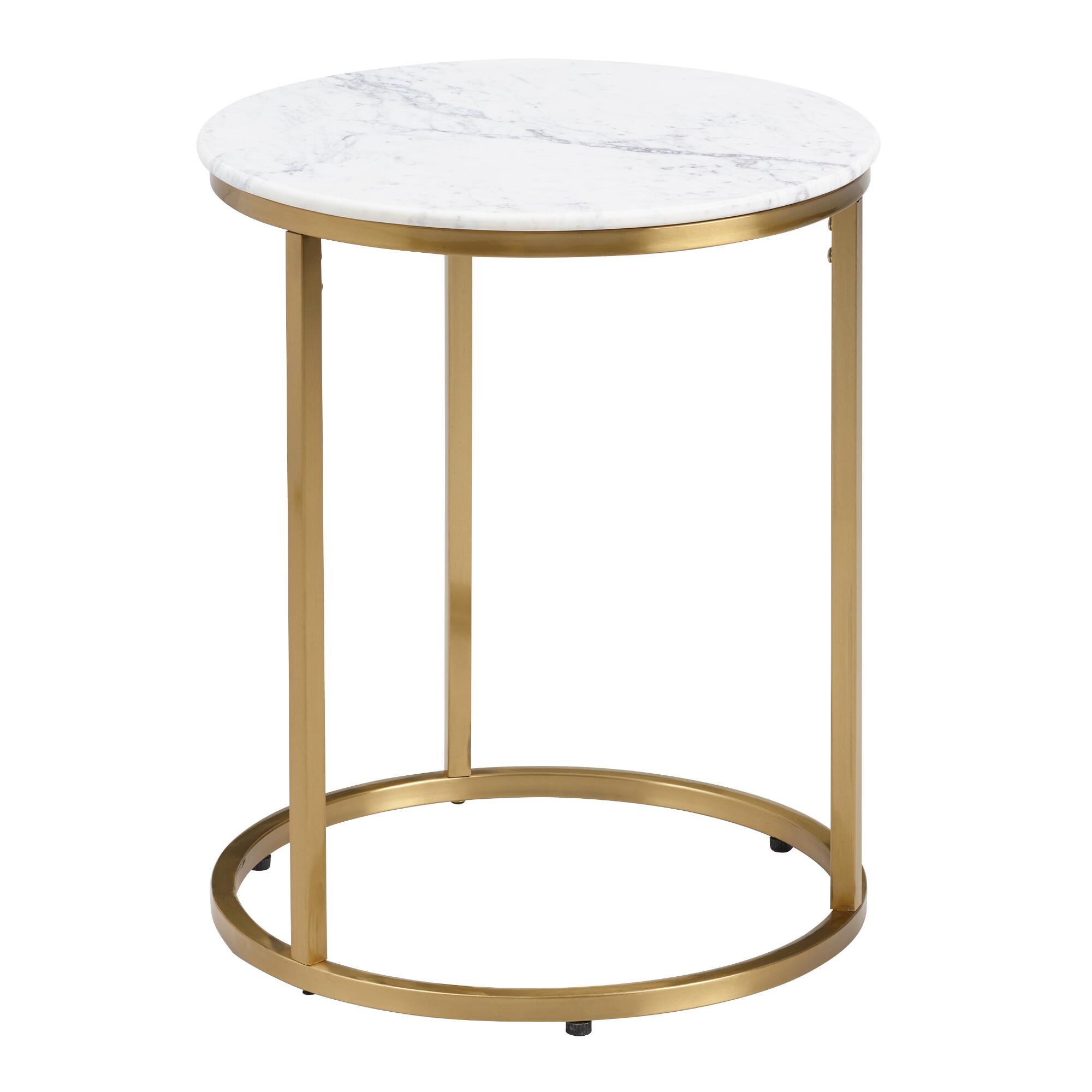 Round White Marble Milan Accent Table by World Market