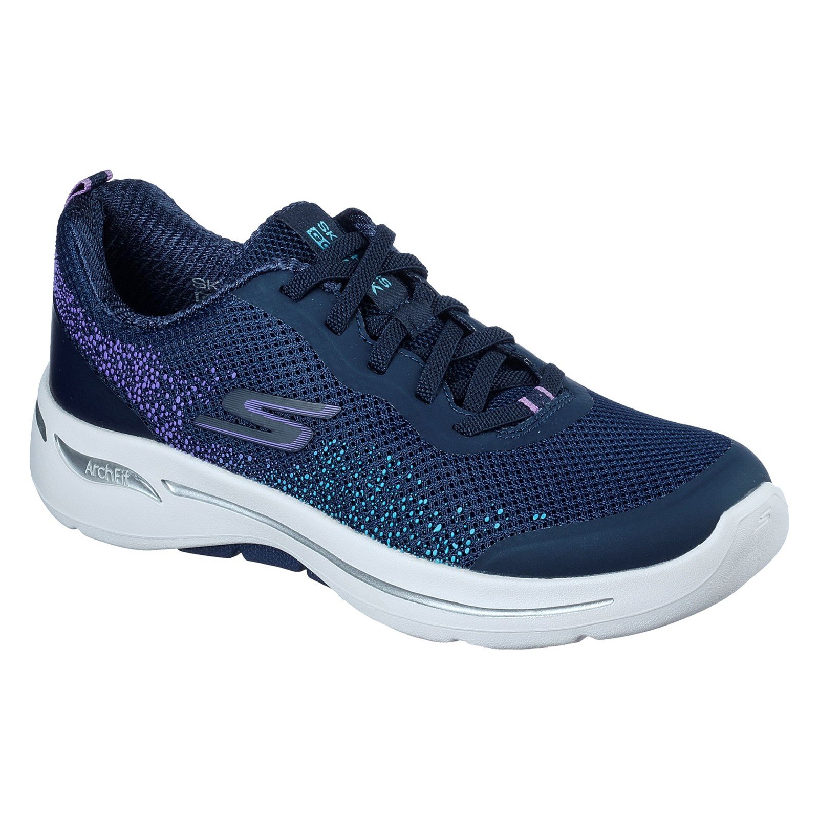 Skechers Women's Go Walk Arch Fit Flying Stars Trainer Various Colours 32841 - Navy/Lavender 5