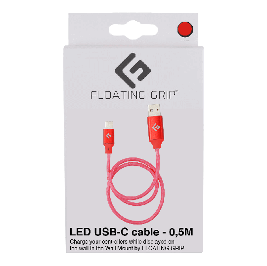 Floating Usb Connector Buy Floating Grip 0,5M LED USB-C Cable (Red) online | Technium.co.uk
