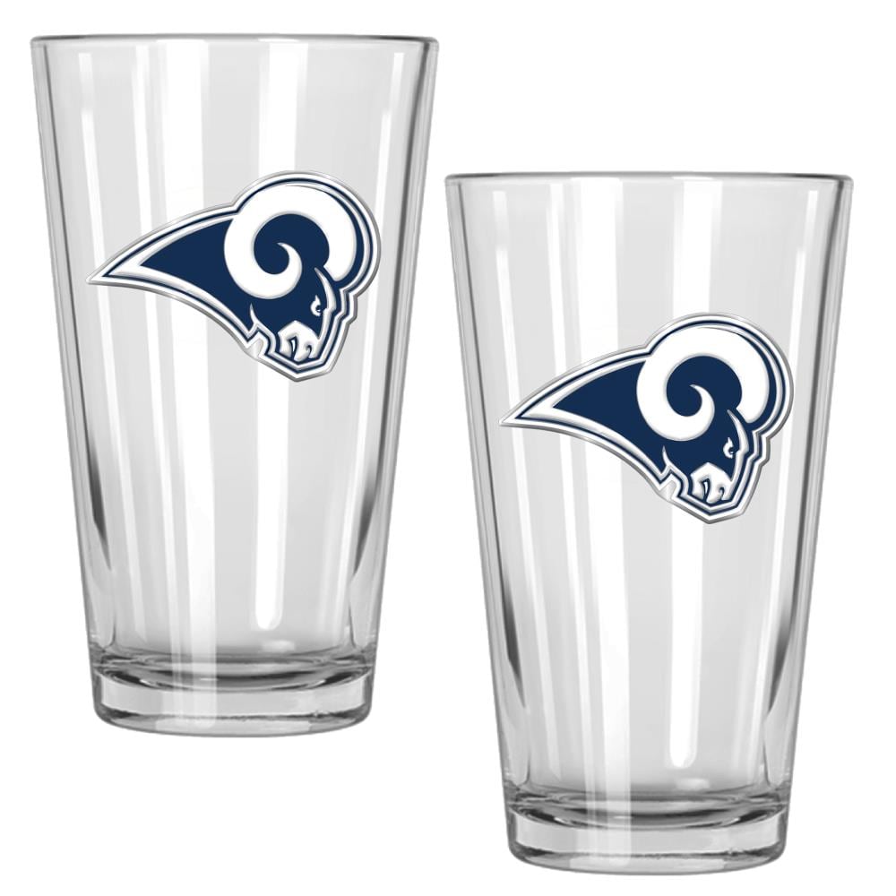 GREAT AMERICAN Los Angeles Rams 15-fl oz Glass Multi Colored-Pint Set-Set of 2 in Clear | GSHSET2016-7
