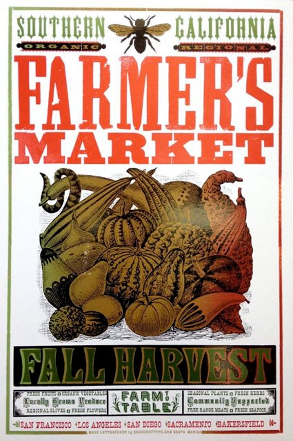 Farmer's Market - Southern California Fall Harvest Cornicopia White Paper Stock
