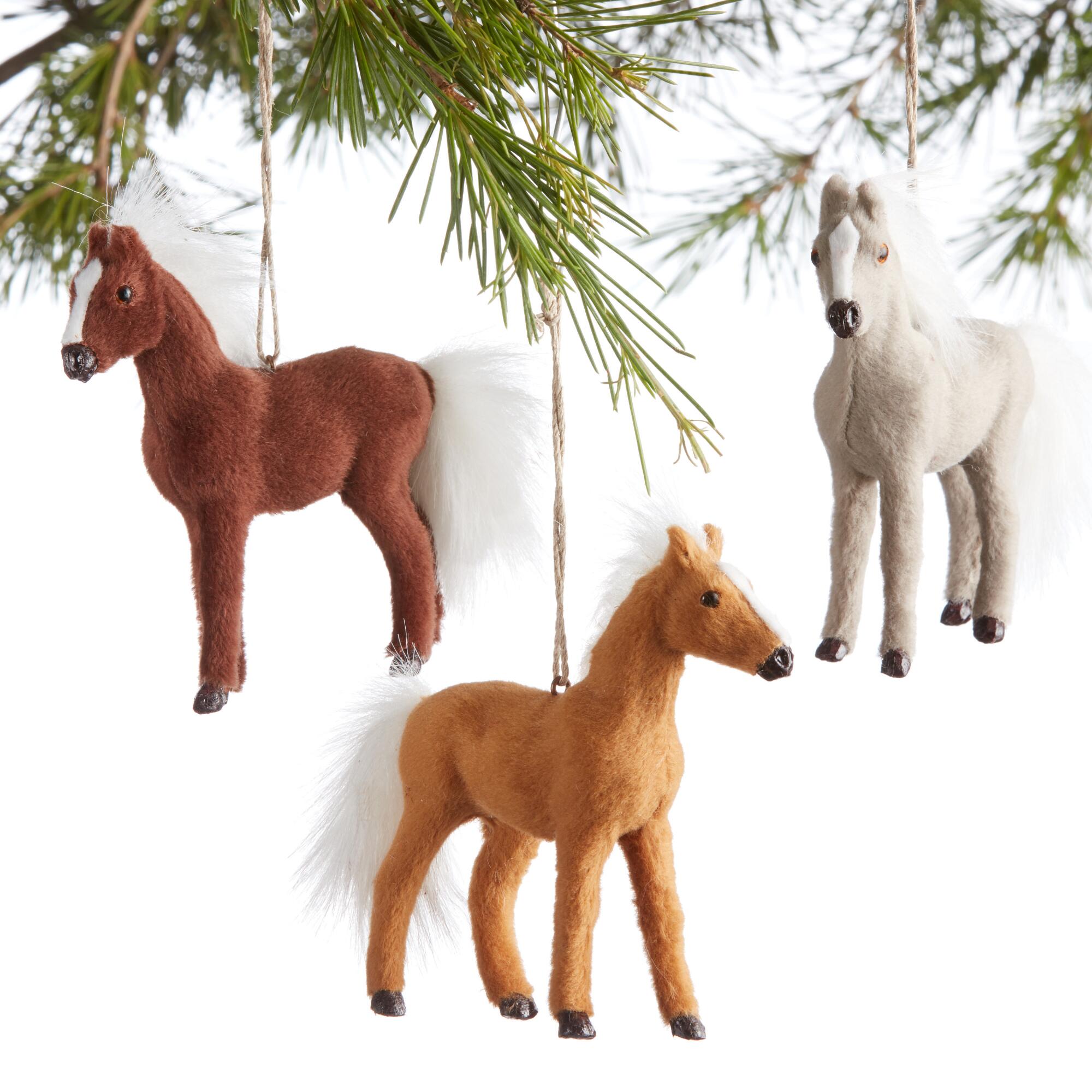 Fabric Horse Ornaments Set of 3: Multi by World Market