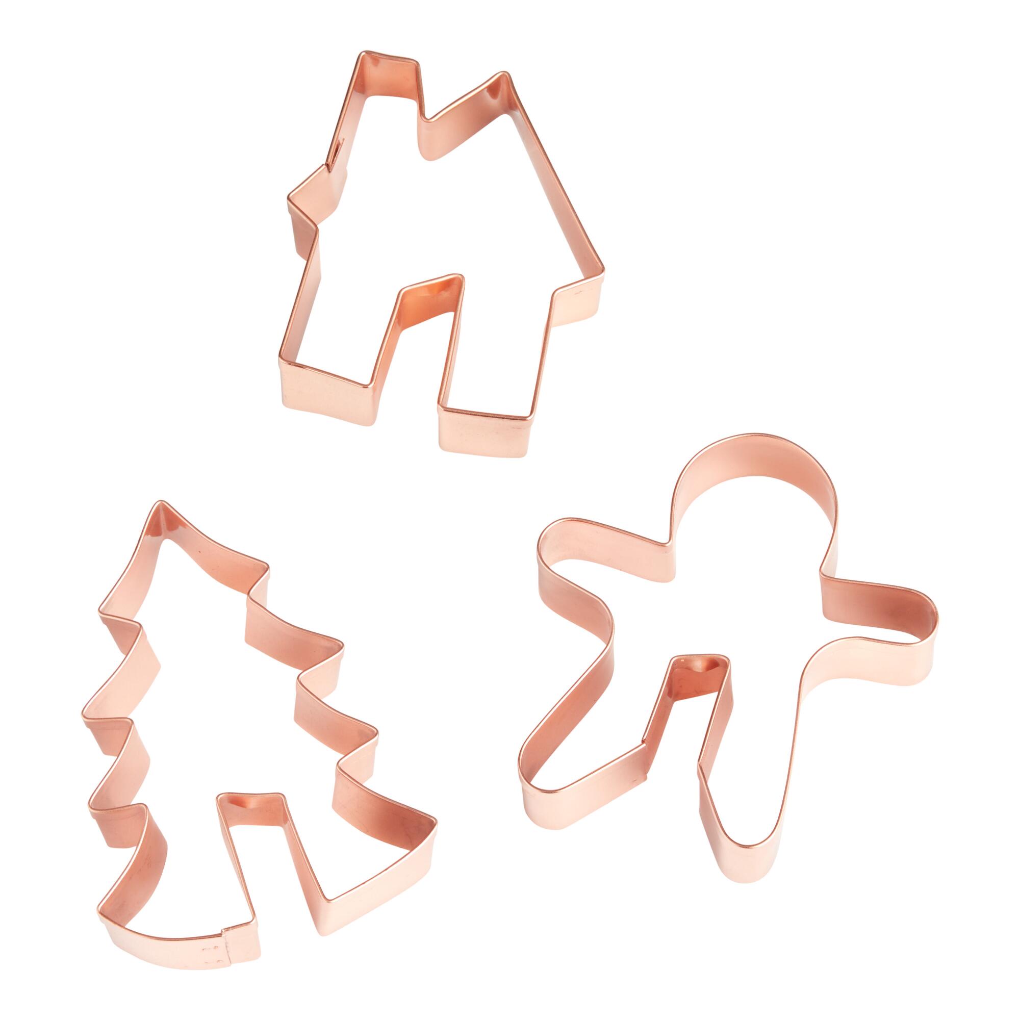 Holiday Mug Hugger Copper Cookie Cutters Set of 3: Metallic - Iron by World Market