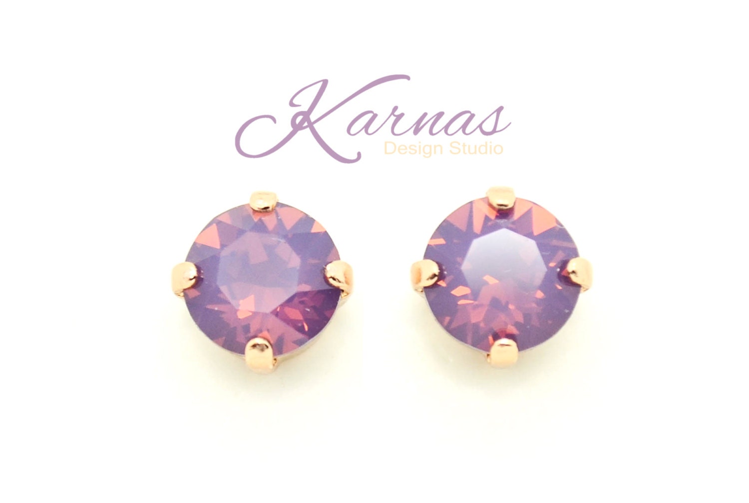 Raspberry Opal 8mm Stud Or Drop Earrings Made With K.d.s. Premium Crystal Choose Your Finish Karnas Design Studio Free Shipping