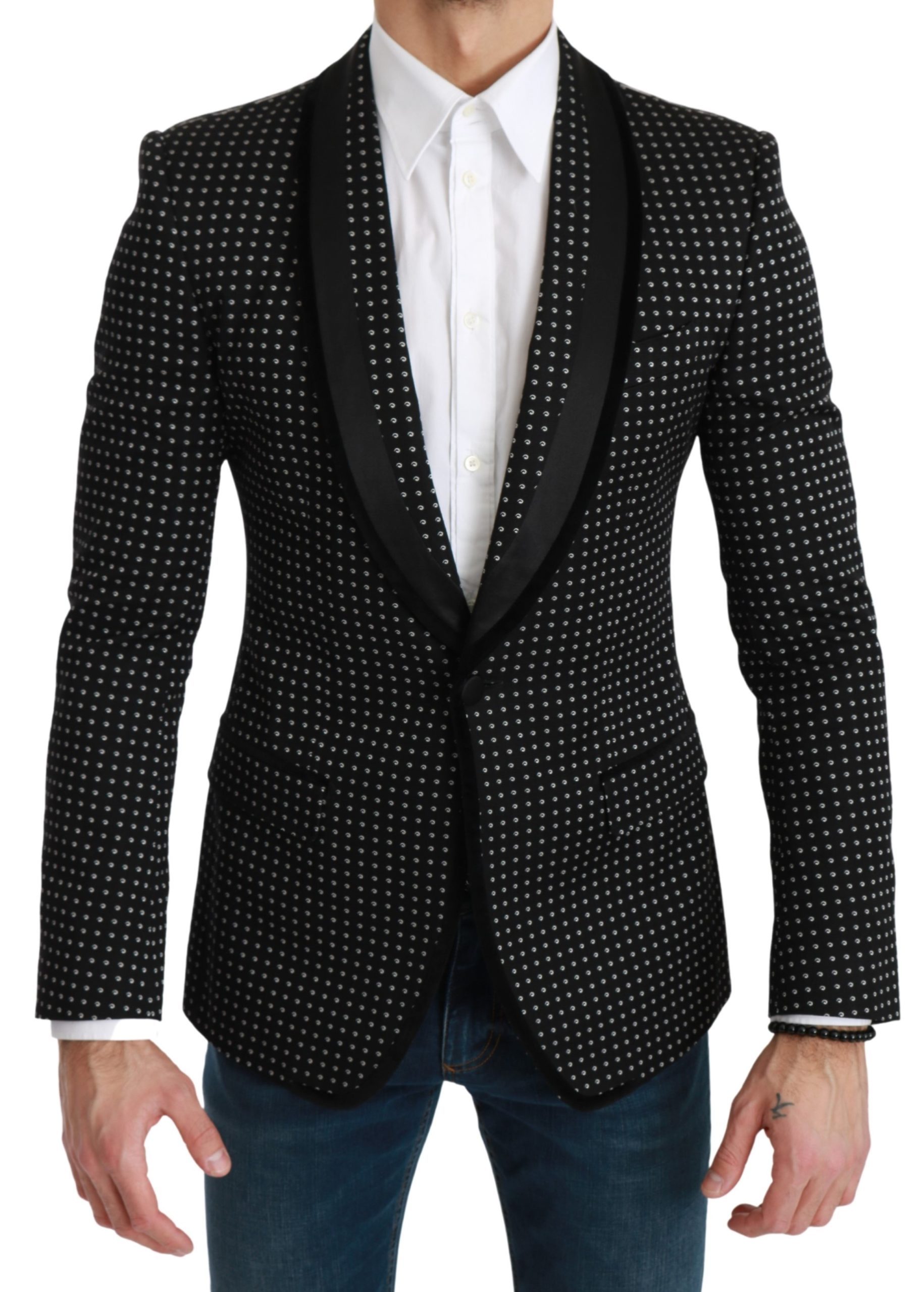 Dolce & Gabbana Men's Embroidered Single Breasted Blazer Black KOS1739 - IT46 | S