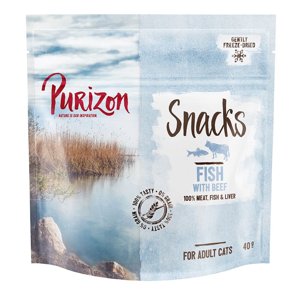 Purizon Cat Snacks - Grain-Free Fish & Beef - Saver Pack: 3 x 40g