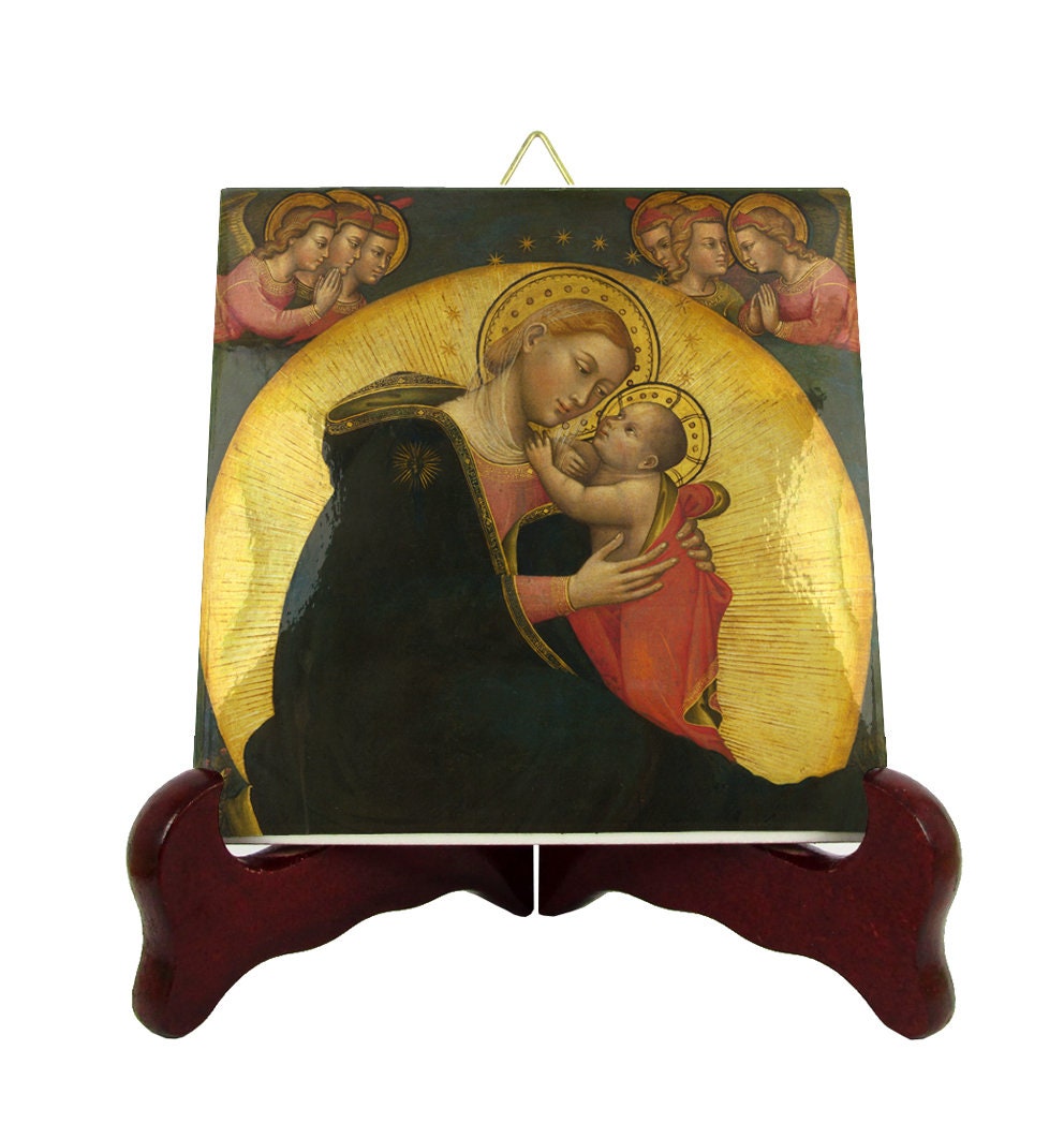 Christian Catholic Art - The Madonna Of Humility Religious Icon On Tile Holy Mary Mother Jesus