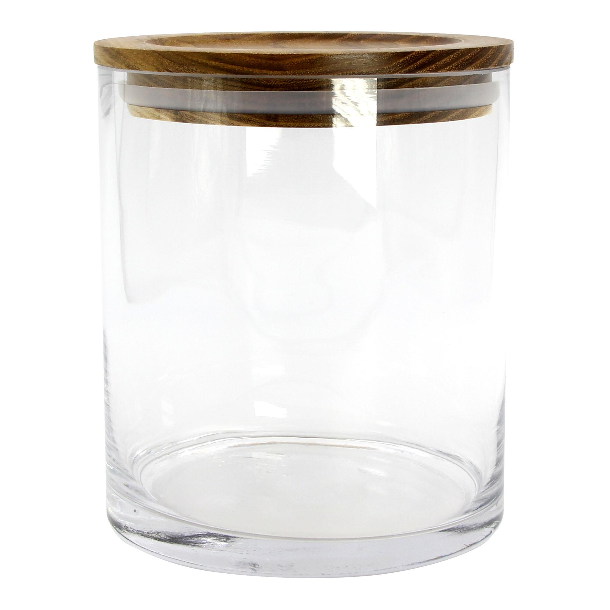 Small Glass Storage Canister with Acacia Wood Lid: Multi by World Market