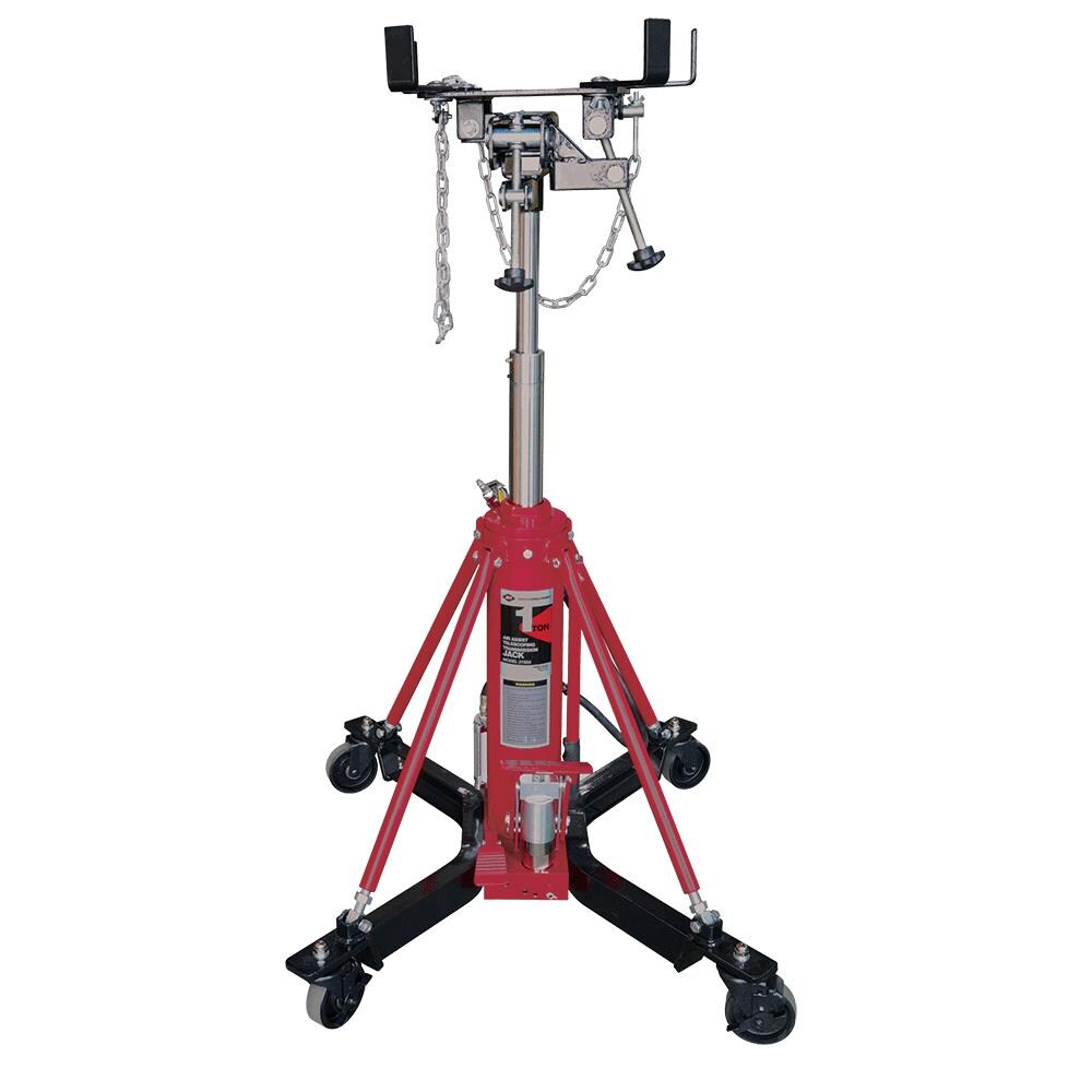 American Forge & Foundry 2,000 Lb. Telescopic Air Assist Transmission Jack with Double Pump Hydraulic System, Adjustable Saddle in Red | 3102A