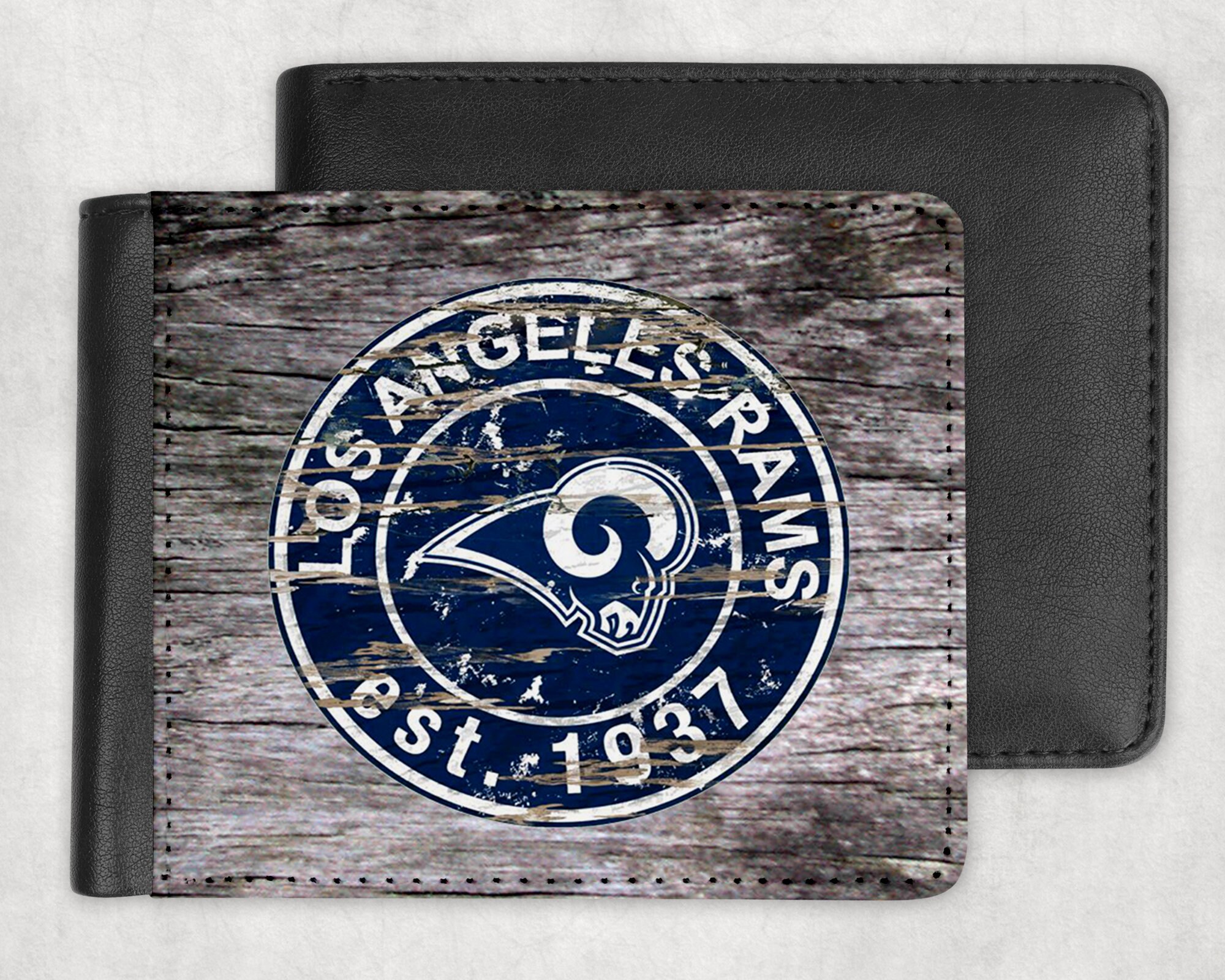 Custom Men's Wallet - Leather Nylon Gifts For Men Wallets Football Distressed Rams
