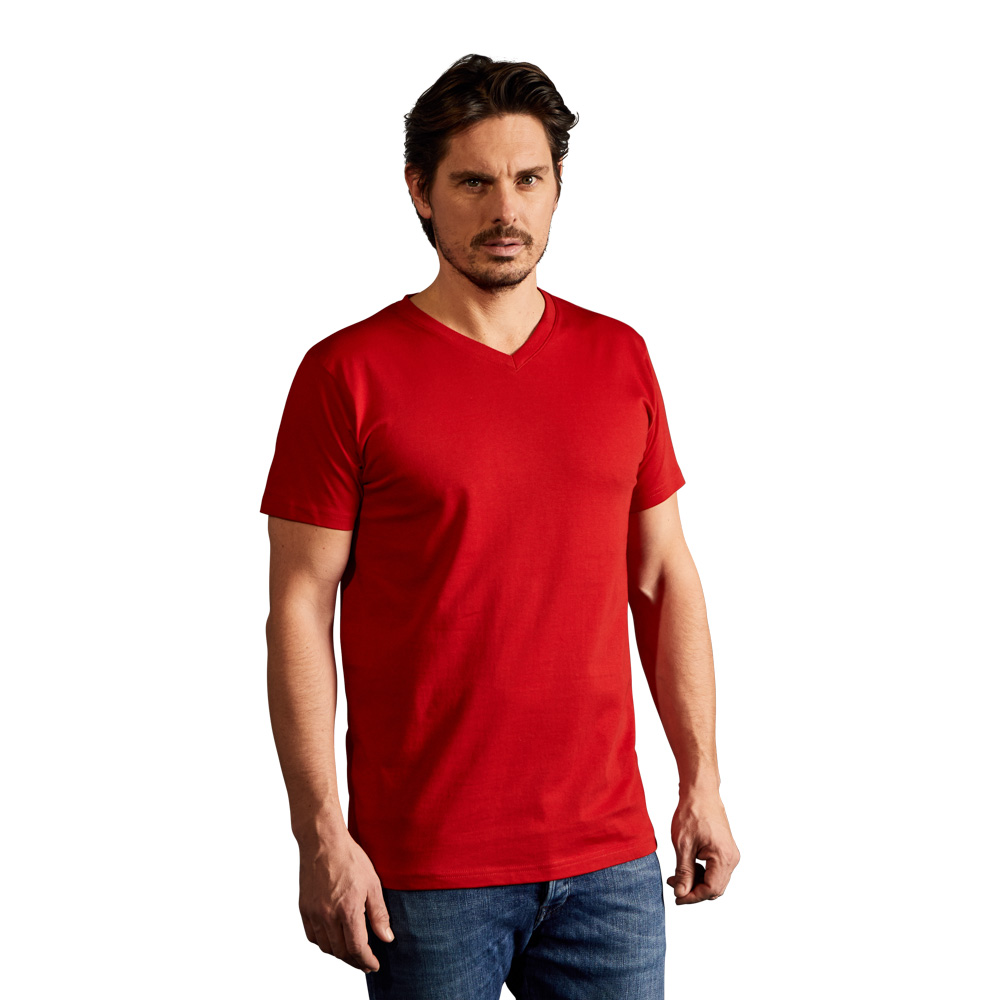 Premium V-Ausschnitt T-Shirt Herren, Rot, XL