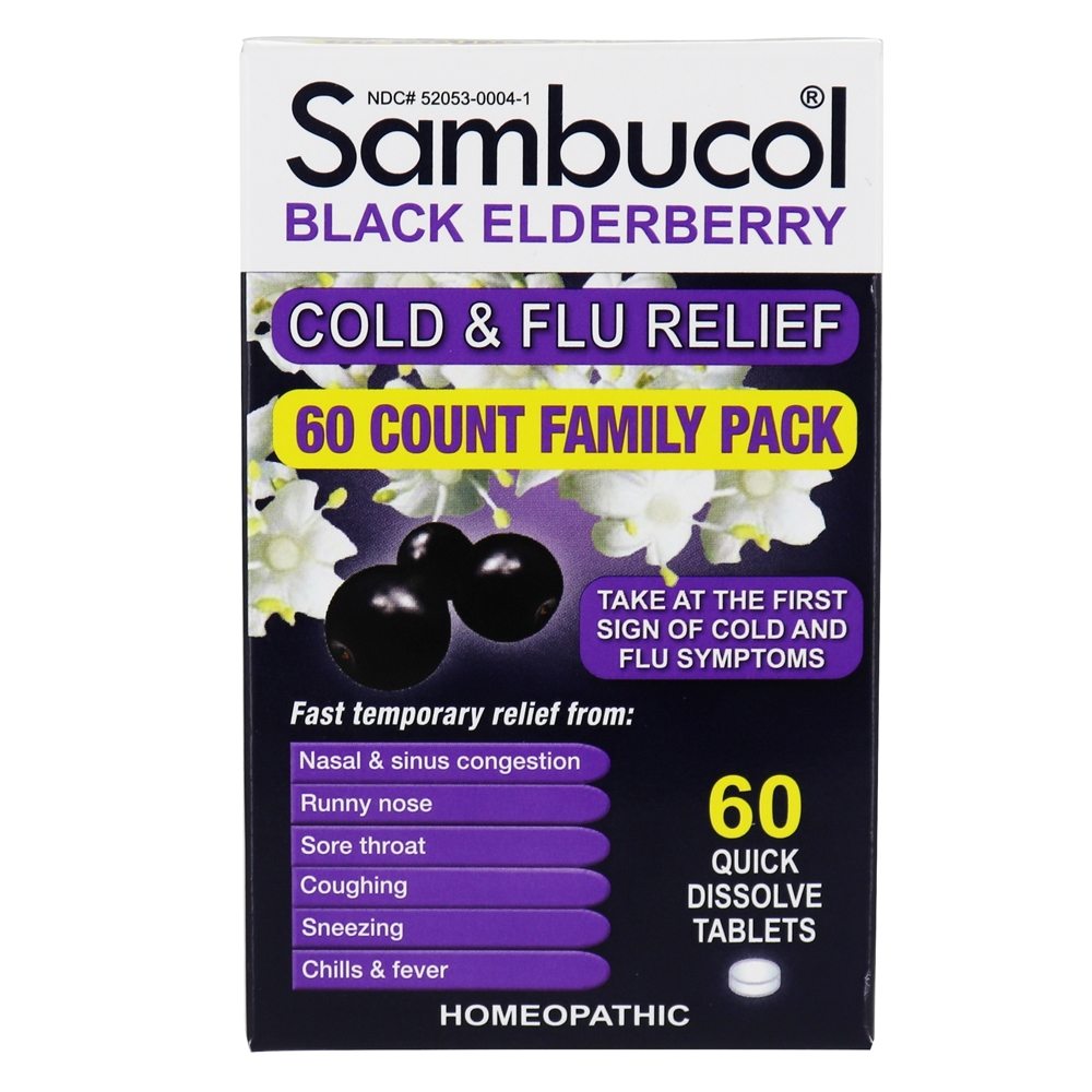 Sambucol - Black Elderberry Cold & Flu Relief Family Pack - 60 Quick Dissolve Tablets