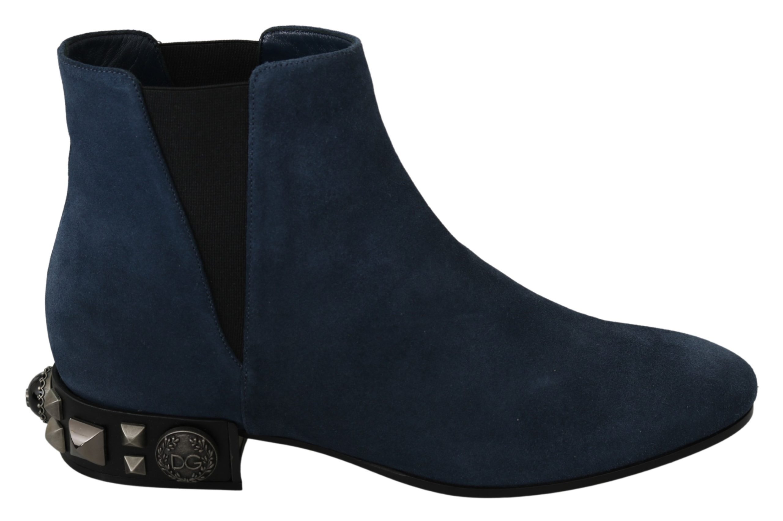 Dolce & Gabbana Women's Suede Studs Ankle High Boot Navy Blue LA7076 - EU38.5/US8