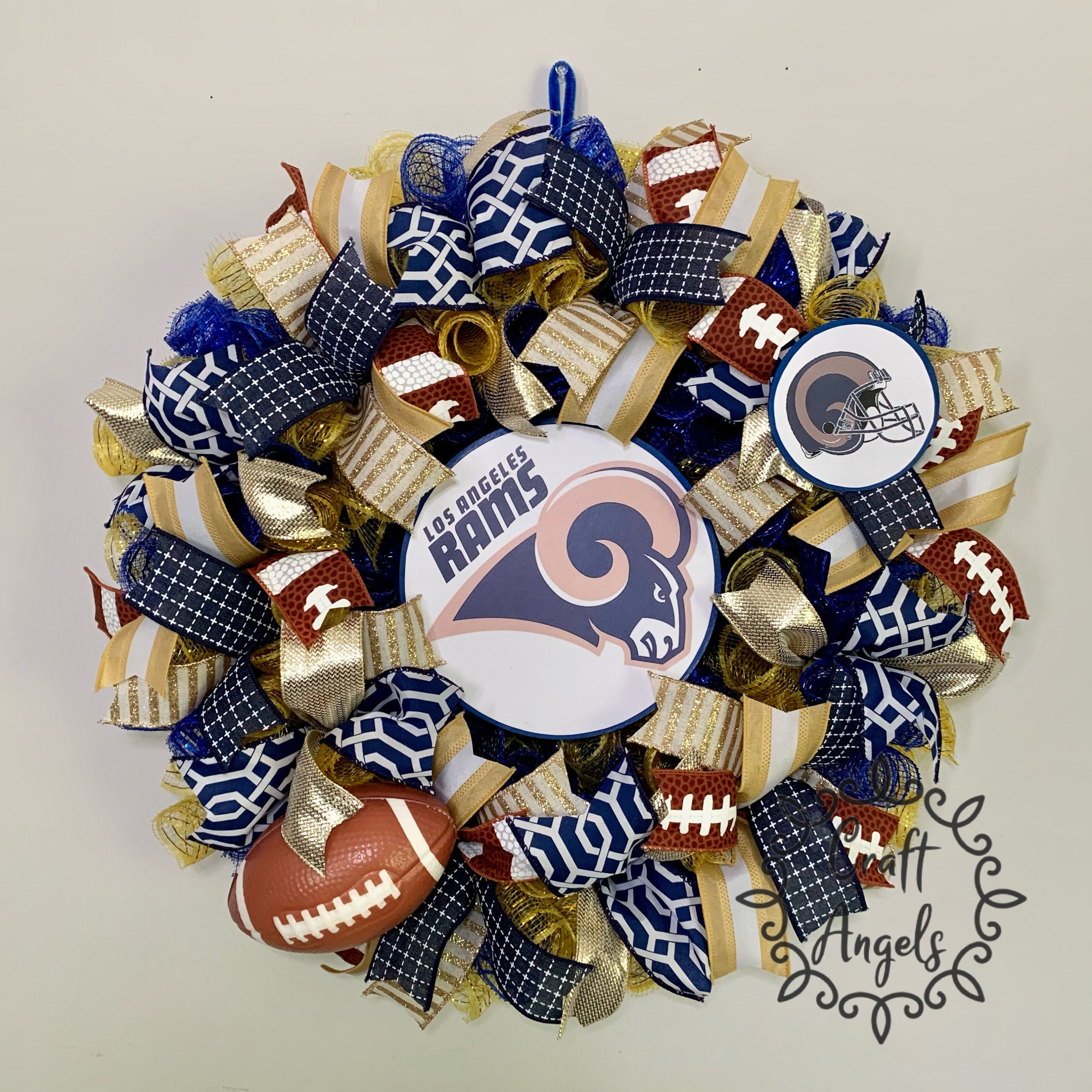 Los Angeles Rams Wreath, Mesh Wreath, La Football Sports Game Day Home Decor, Gift