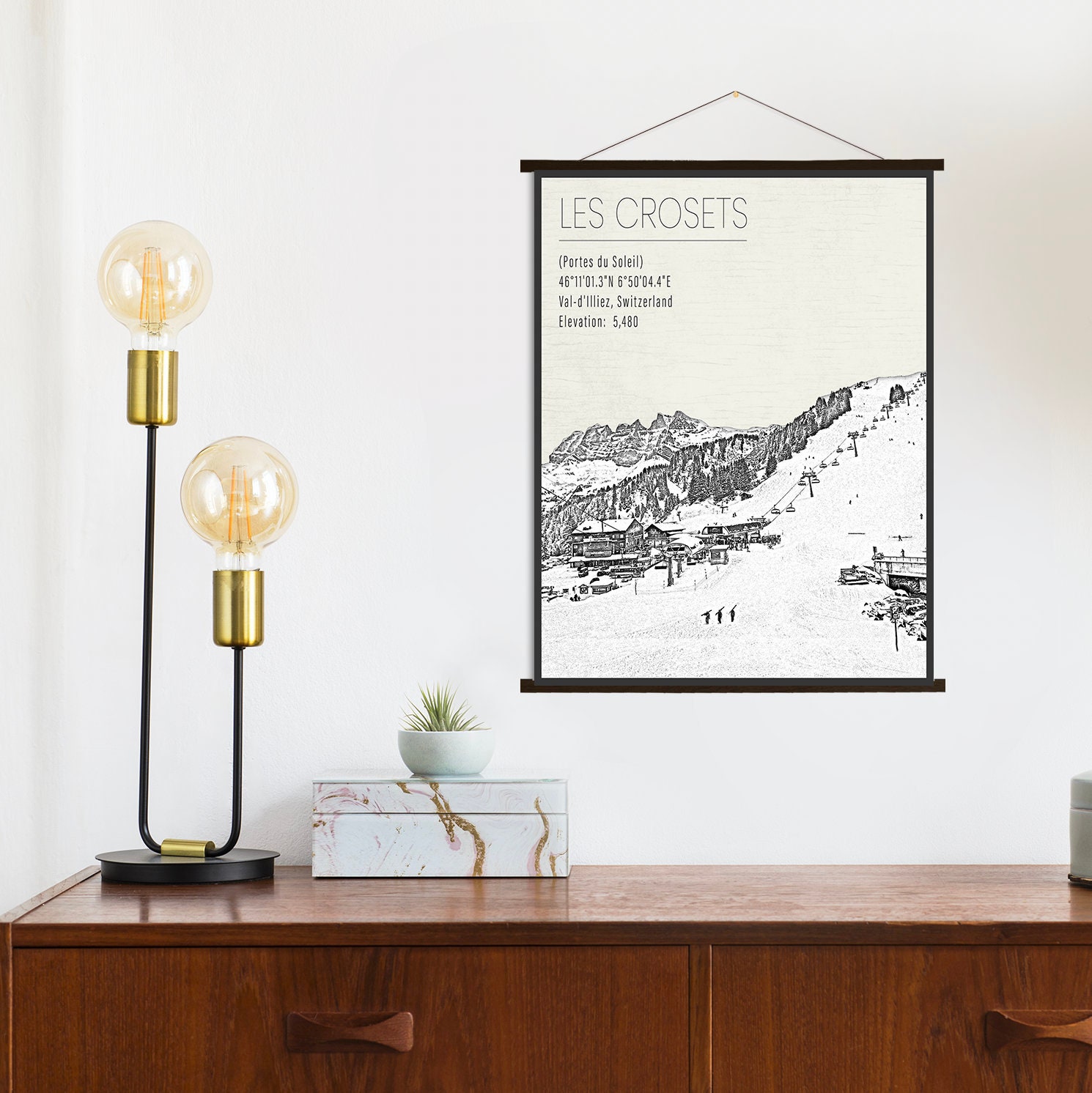 Les Crosets Switzerland Ski Resort Print | Hanging Canvas Of Printed Marketplace