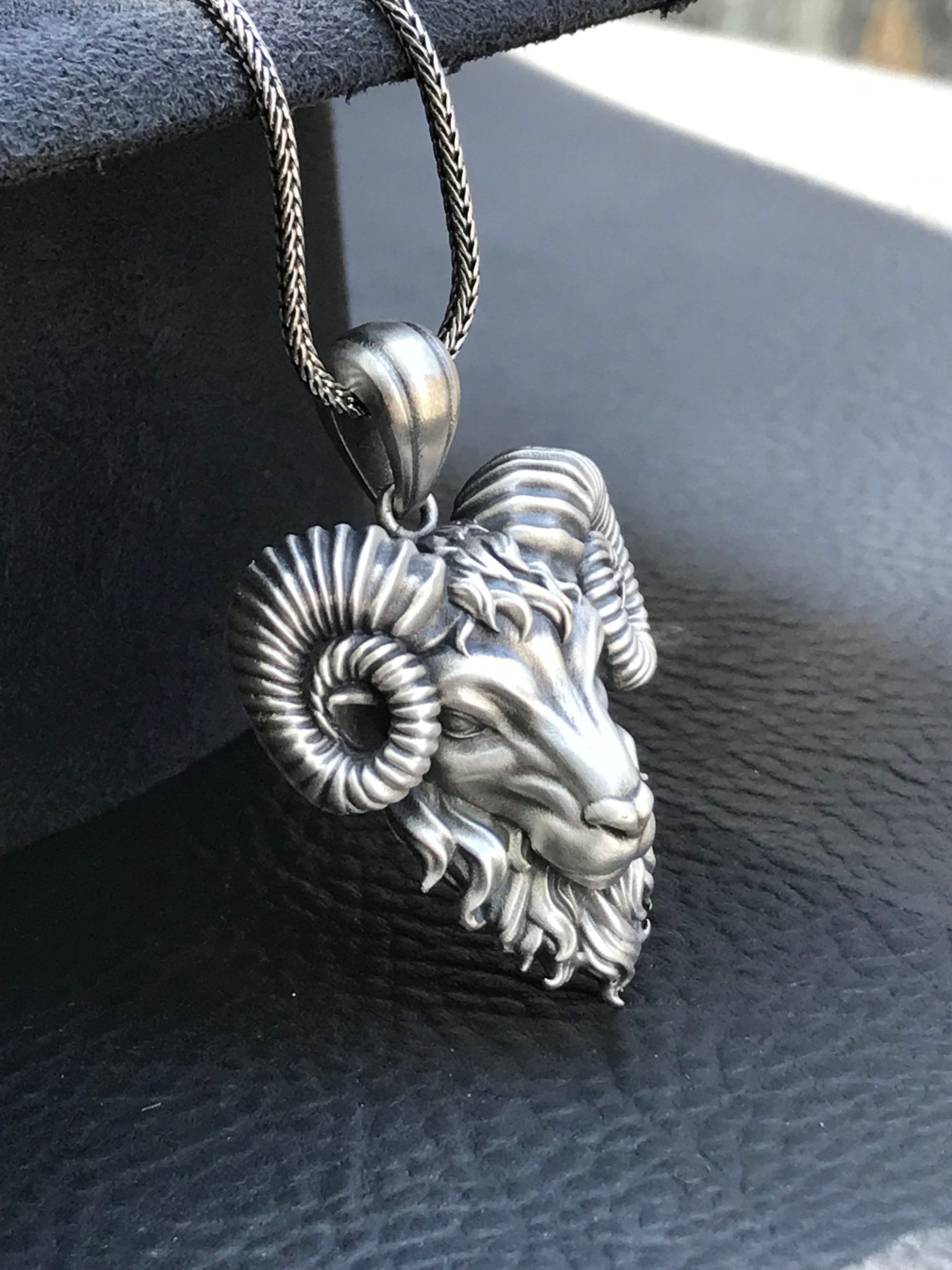Ram Head Necklace Animal Aries Pendant Men's Jewelry Gift Birthday Father's Day Women's Accessory