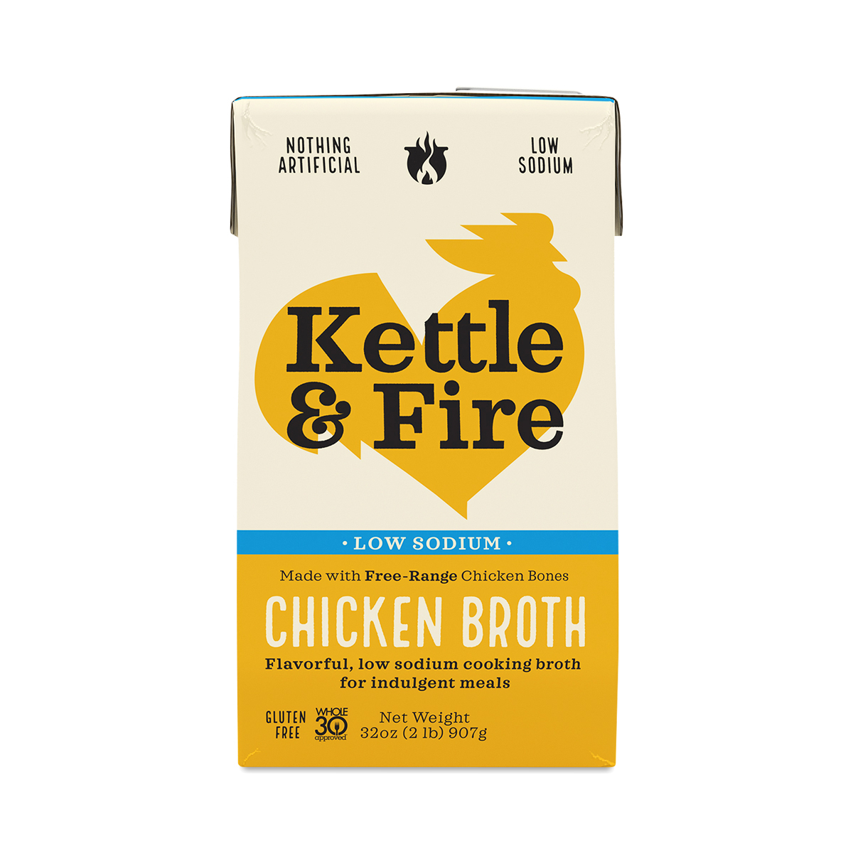 Kettle & Fire Low Sodium Cooking Broth, Chicken 32 fl oz carton