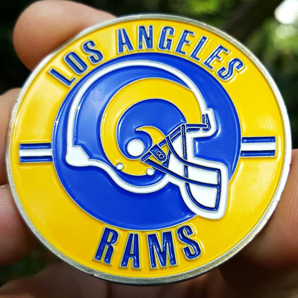 Premium Nfl Throwback Los Angeles Rams Poker Card Chip Protector Golf Marker Collector Coin