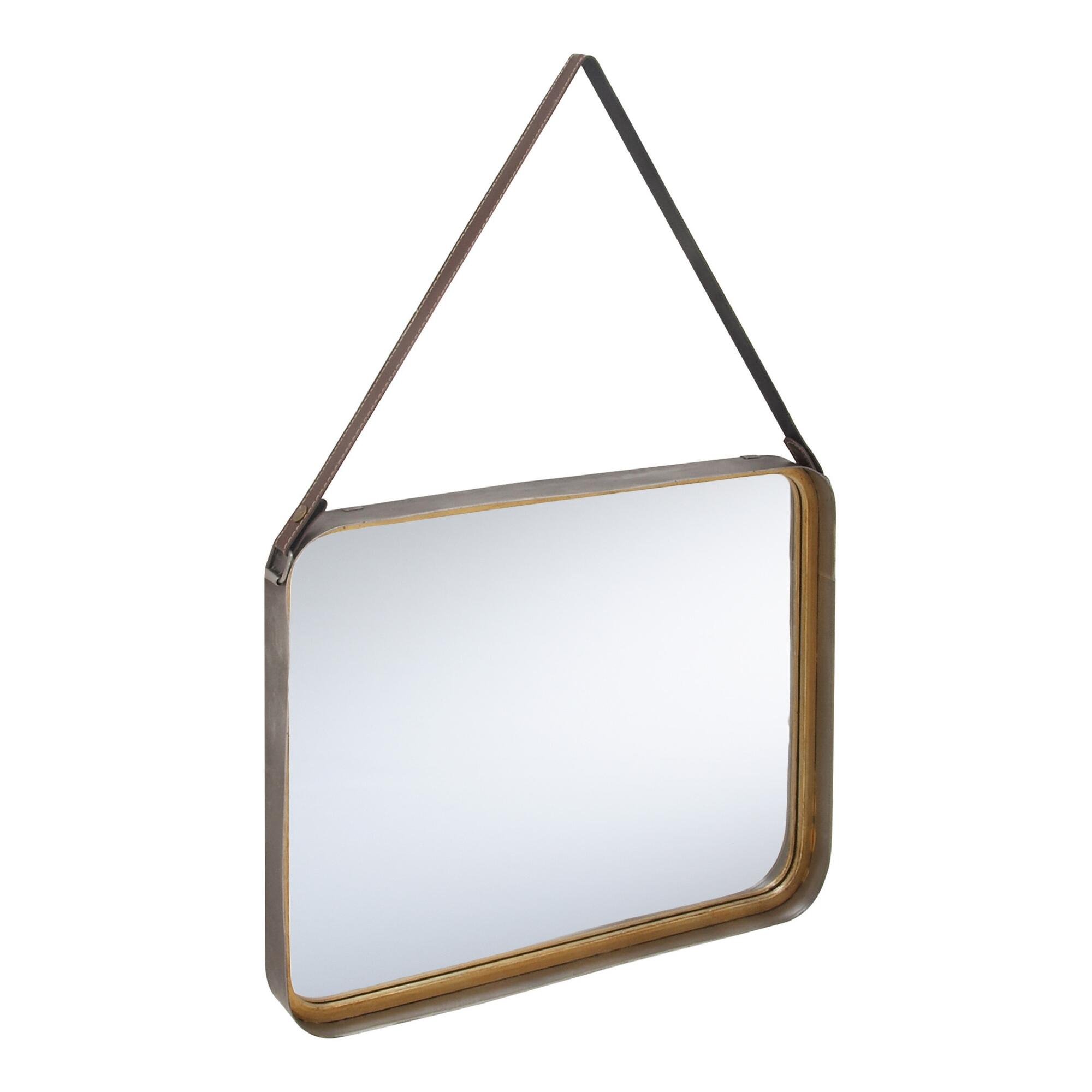 Rounded Rectangular Gold Mirror With Strap by World Market