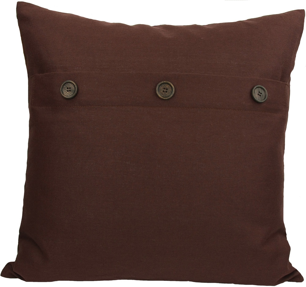 MANOR LUXE But-Ton20-in x 20-in Chocolate Cotton Blend Indoor Decorative Pillow in Gray | ML130042020CHOCOLATE