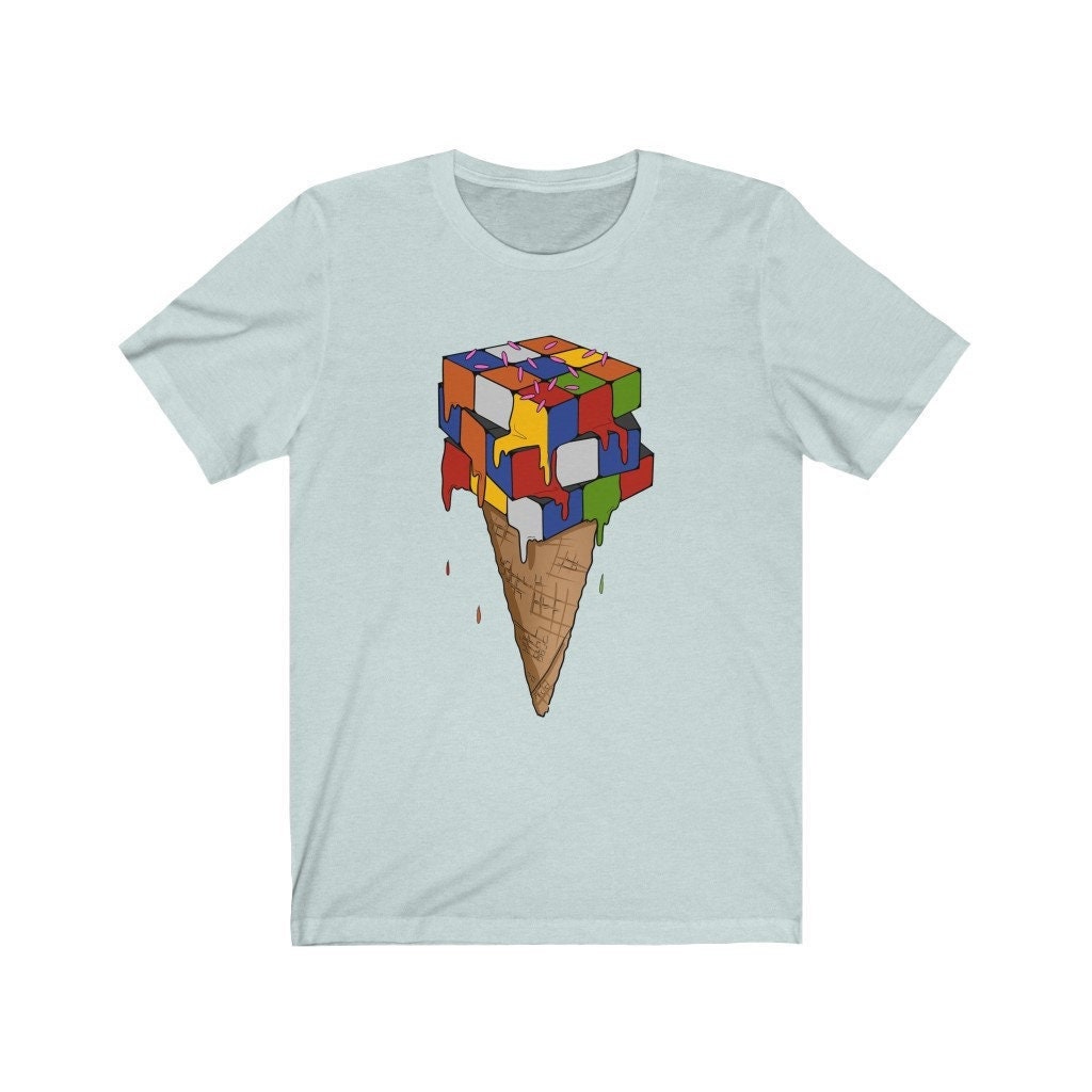 Ice Cream Cone Melting Rubik's Cube Shirt | Adult Sizes - Soft Cotton T-Shirt, Fun Gift, Multiple Colors Available