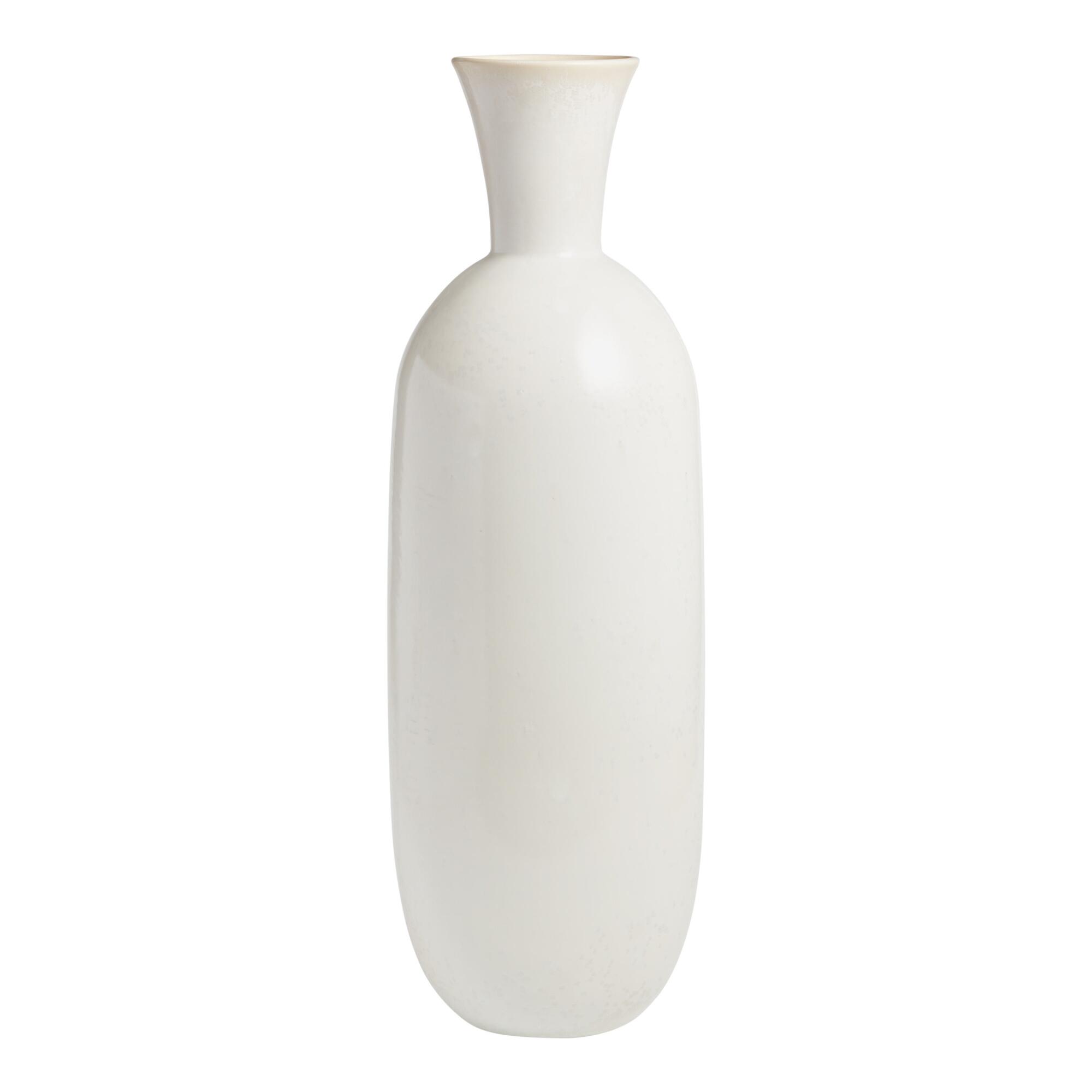 Tall Ivory Pearlescent Reactive Glaze Olivia Vase: White - Ceramic by World Market