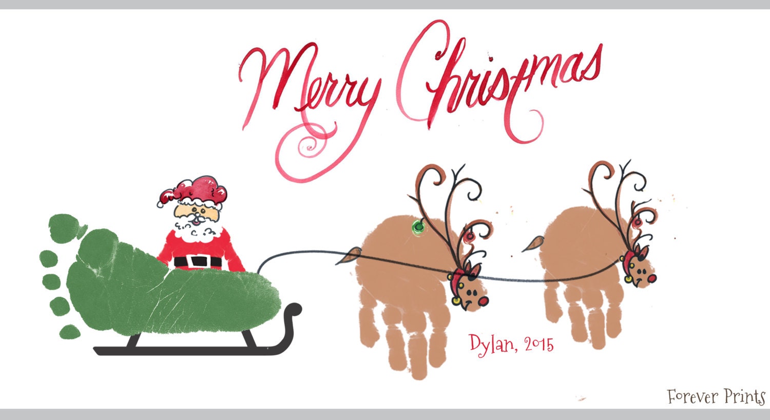 Reindeer Hand & Footprint Sleigh Wall Art Keepsake Perfect Unique Christmas Present For Grandma. Baby's First 308B Pap