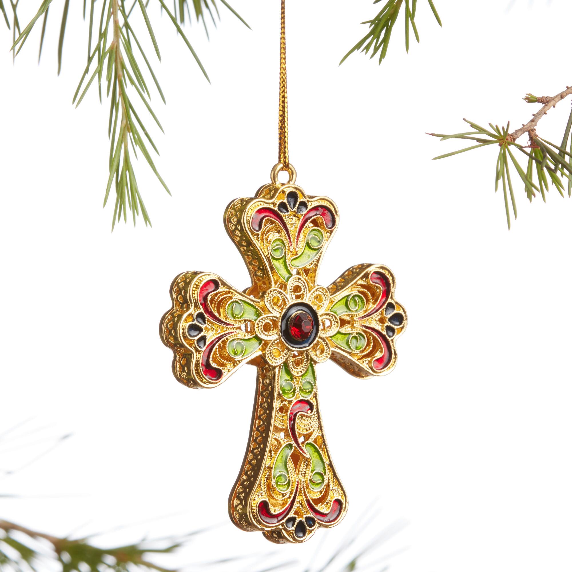 Pier Place Cross Cloisonne Ornament: Multi - Metal by World Market