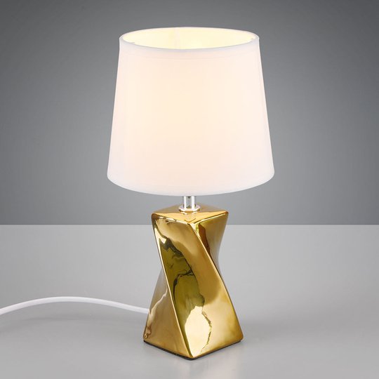 Pöytälamppu Abeba, Ø 15 cm, valkoinen-kulta
