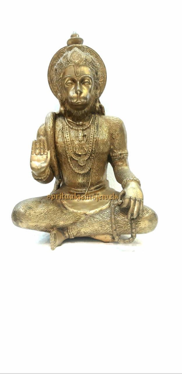 Hanuman Statue - Lord Bajrangbali Religious Ram Bhakt 12 Inches Brass Idol For Altar Temple