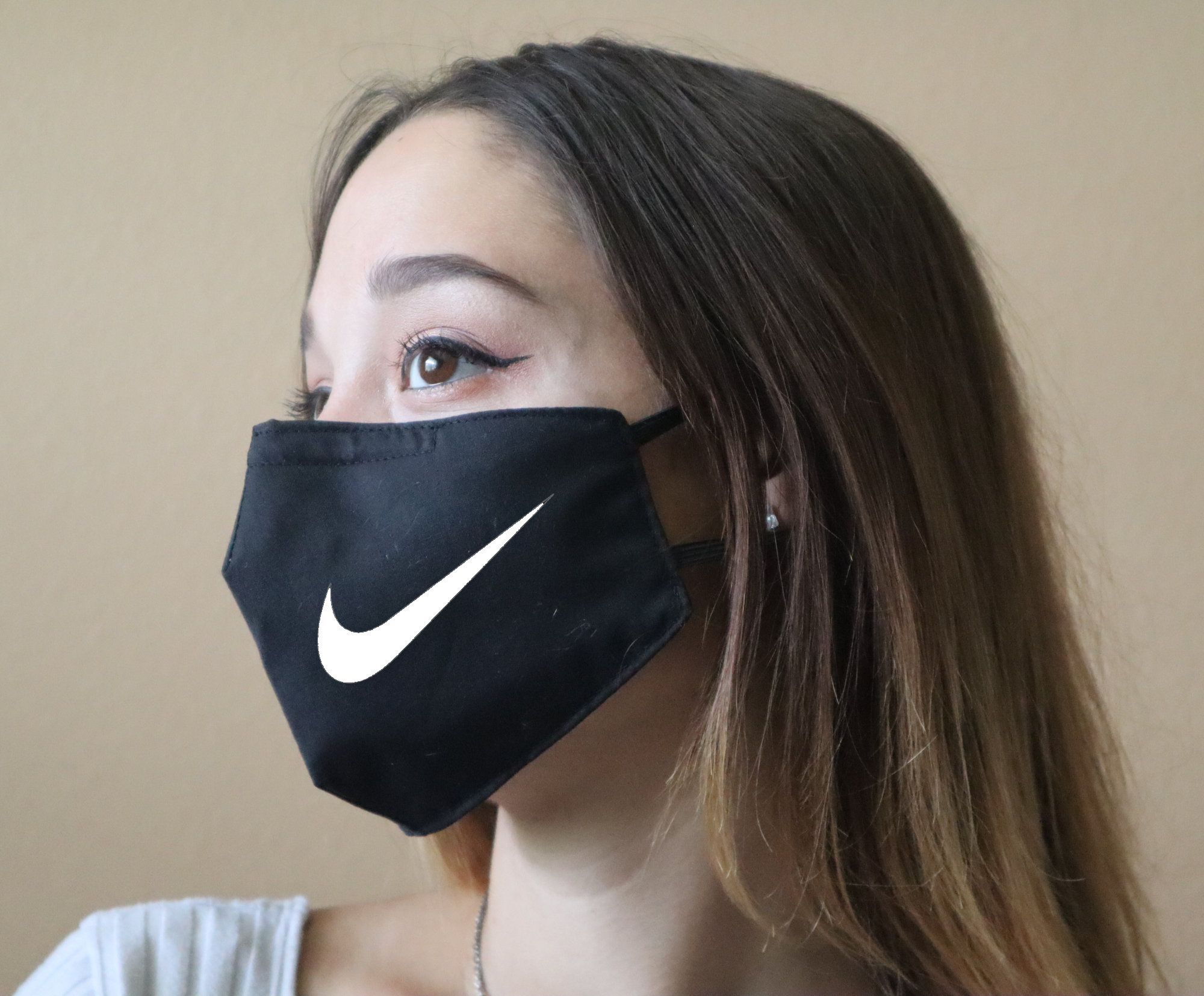 Handmade Cotton Blend Customizable Face Masks With Adjustable Ear-Loops - Nike Adult Large 10 X 6.5"