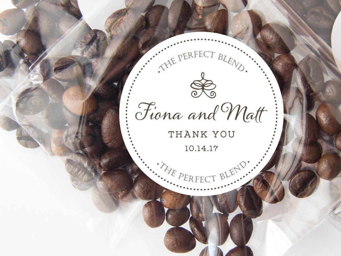 Perfect Blend Coffee Favor Labels, Custom Thank You Stickers, Bag Stickers