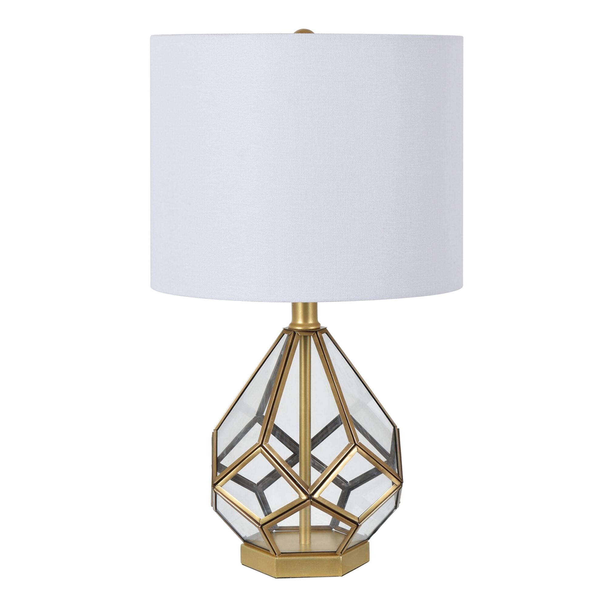 Gold Geometric and Glass Teardrop Quincy Table Lamp by World Market