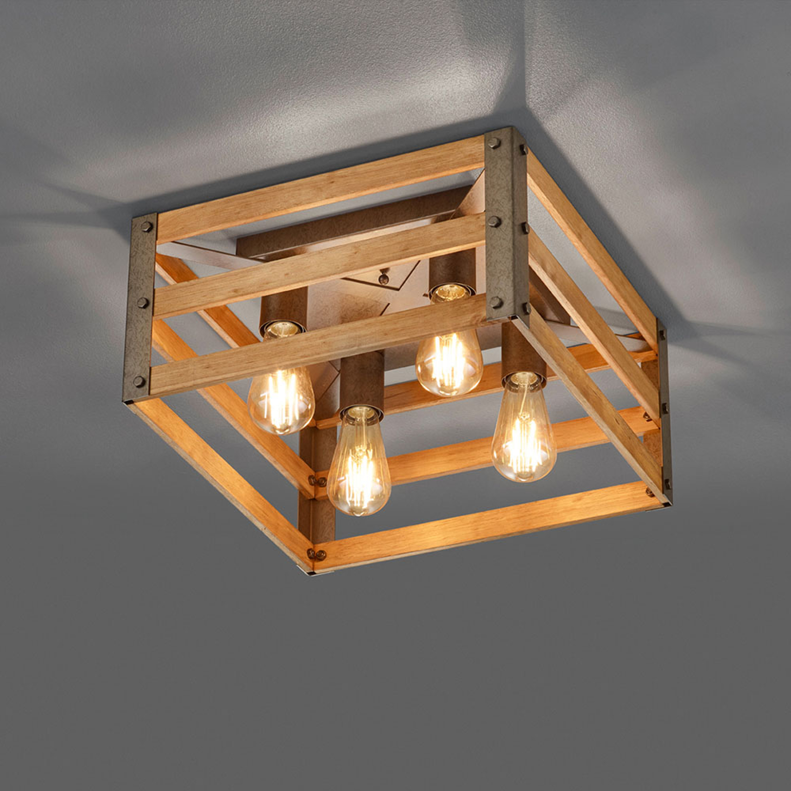 Kattovalaisin Khan, vintage-design, 4-lamppuinen